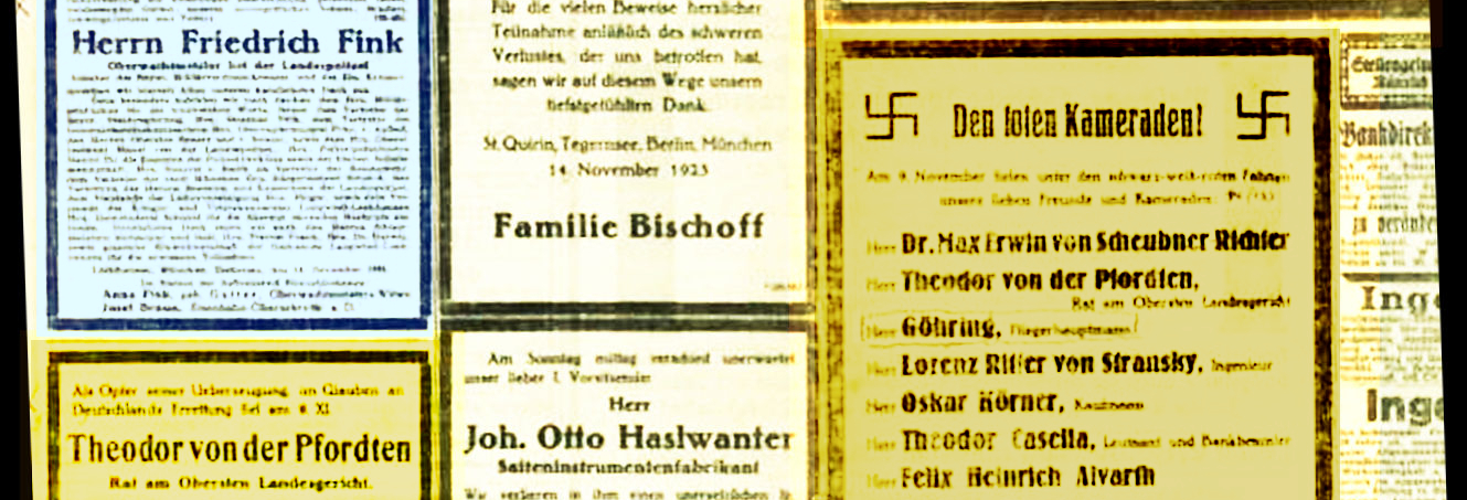 Todesanzeigen nach Hitlerputsch 1923 inkl. Göring